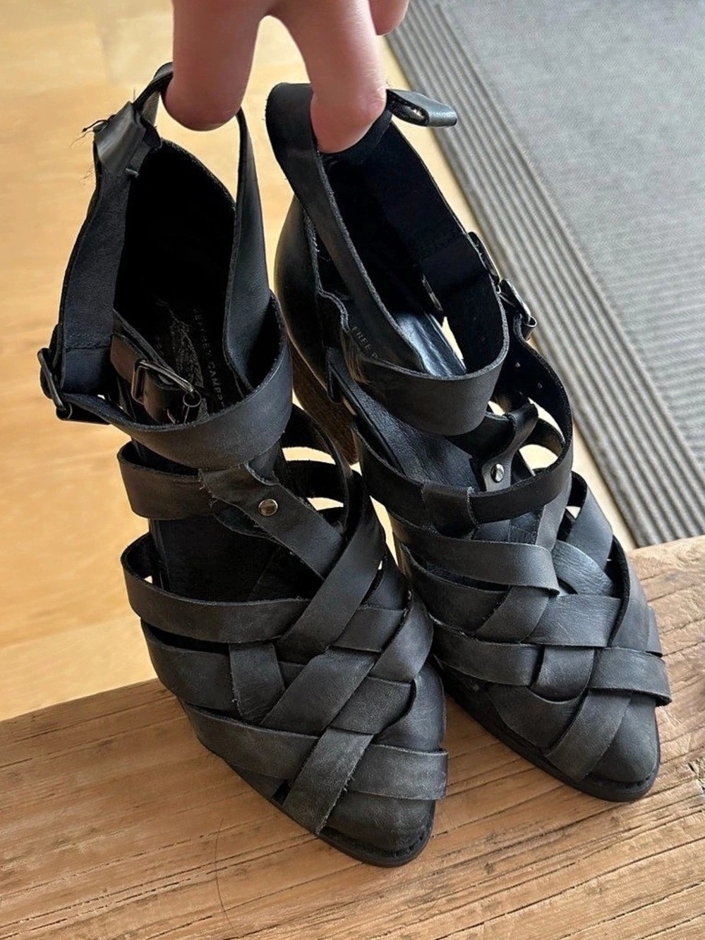 Free people x Jeffrey Campbell collab Black Strappy Heels *rare*